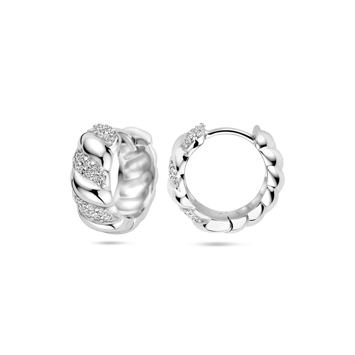vDam Klapoorringen Zirkonia Gedraaid 6 Mm Zilver Gerhodineerd 1339868