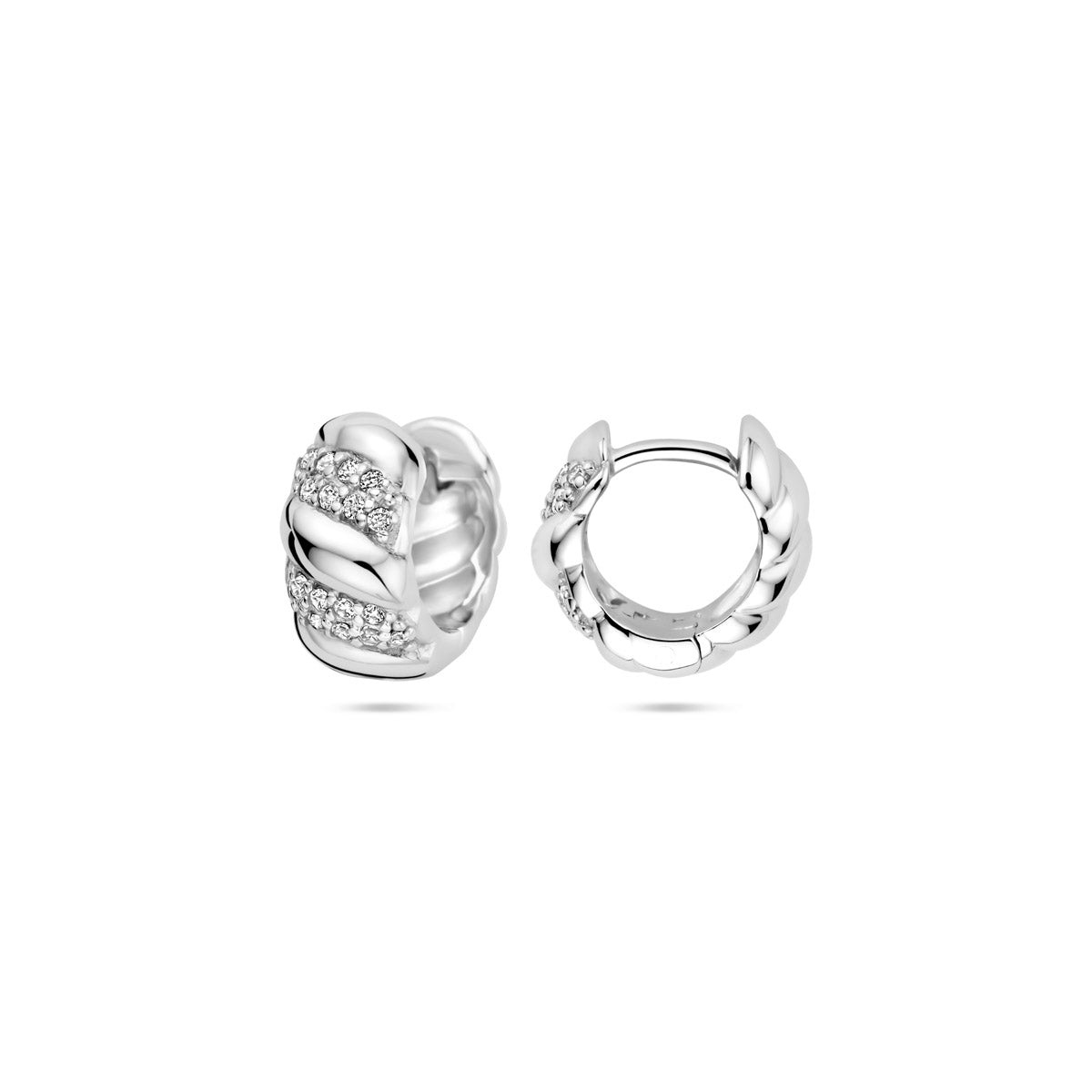 vDam Klapoorringen Zirkonia Gedraaid 6 Mm Zilver Gerhodineerd 1339870