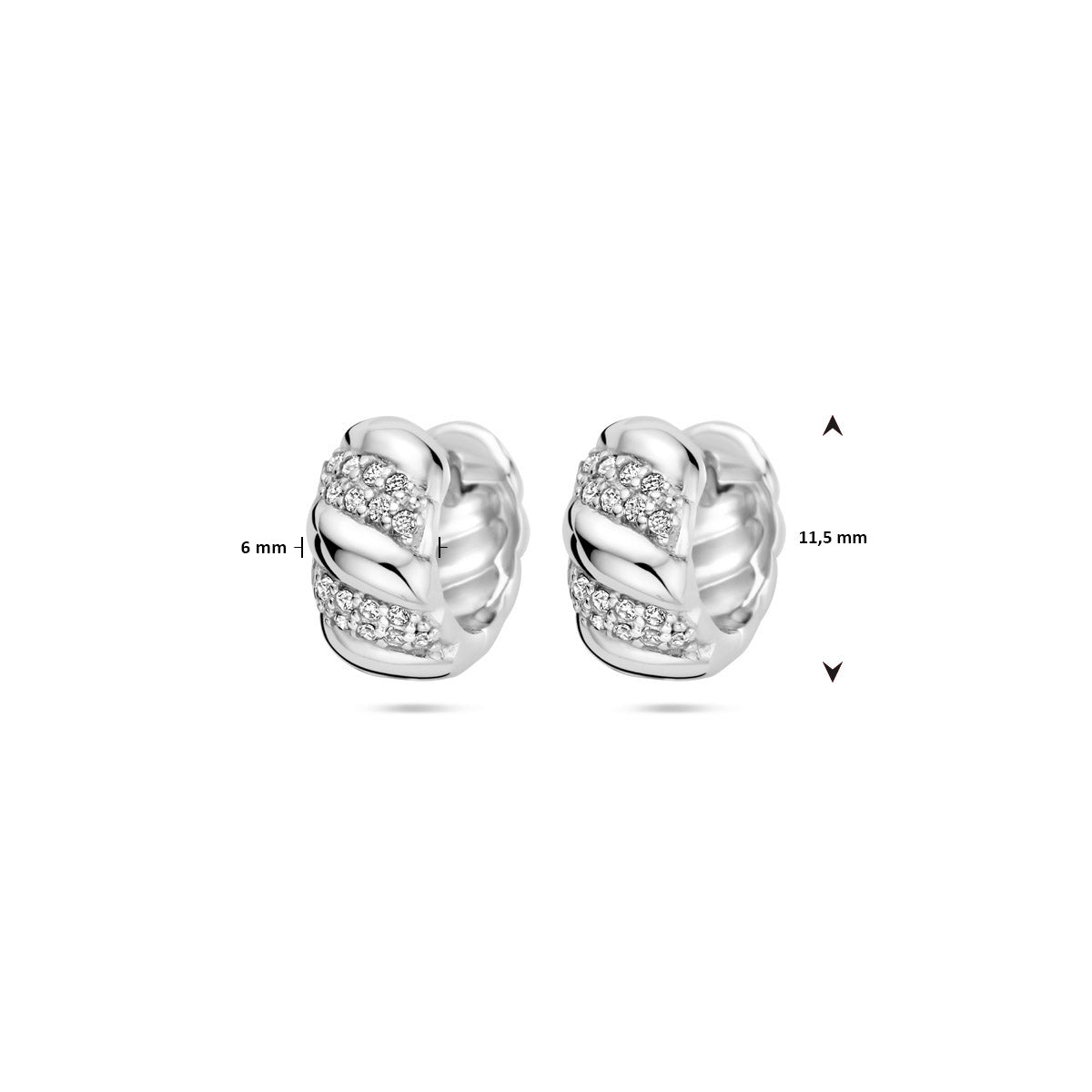 vDam Klapoorringen Zirkonia Gedraaid 6 Mm Zilver Gerhodineerd 1339870
