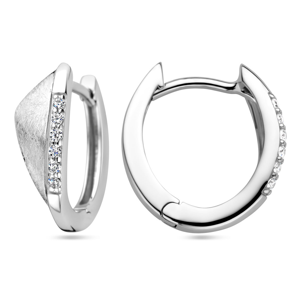 vDam Klapoorringen Zirkonia Gescratcht Zilver Gerhodineerd 1338038