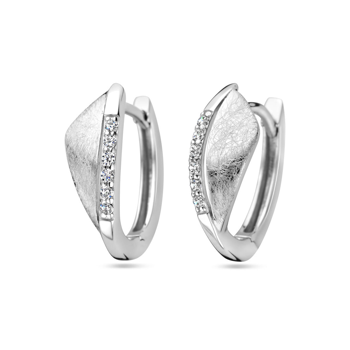 vDam Klapoorringen Zirkonia Gescratcht Zilver Gerhodineerd 1340270