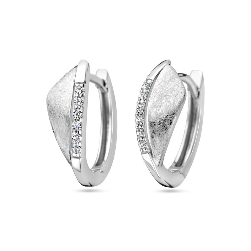 vDam Klapoorringen Zirkonia Gescratcht Zilver Gerhodineerd 1340270