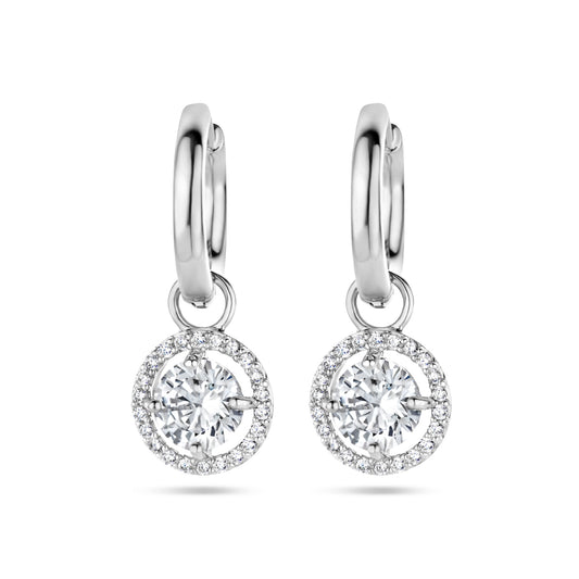 vDam Klapoorringen Zirkonia Halo Zilver Gerhodineerd 1335697