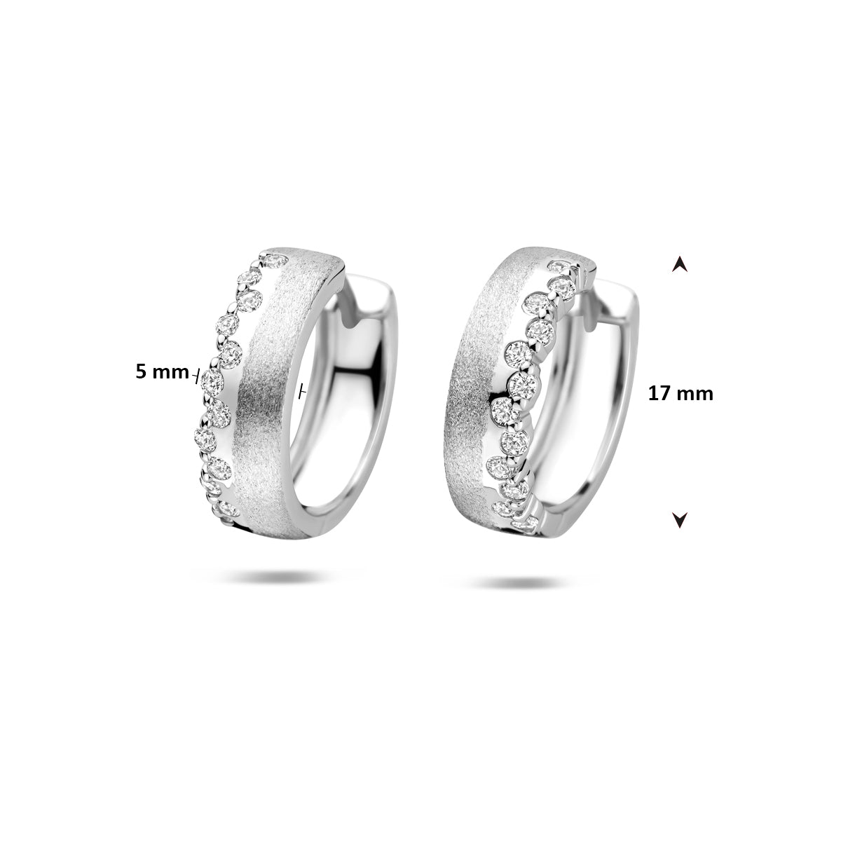 vDam Klapoorringen Zirkonia Poli/mat 17 Mm Zilver Gerhodineerd 1341913