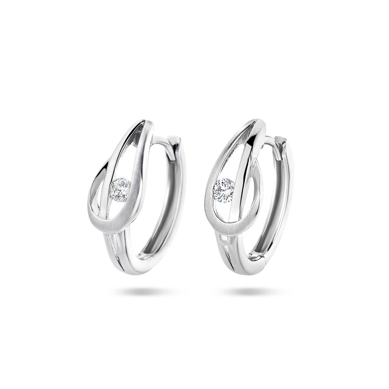 vDam Klapoorringen Zirkonia Poli/mat Zilver Gerhodineerd 1340278