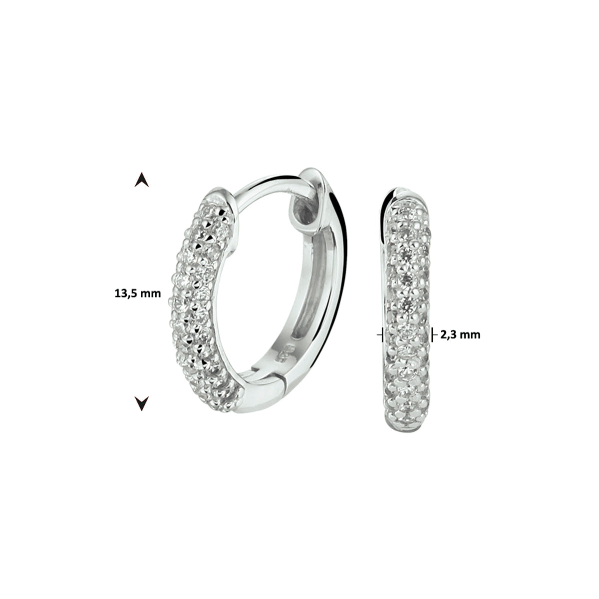 vDam Klapoorringen Zirkonia Zilver Gerhodineerd 1325207