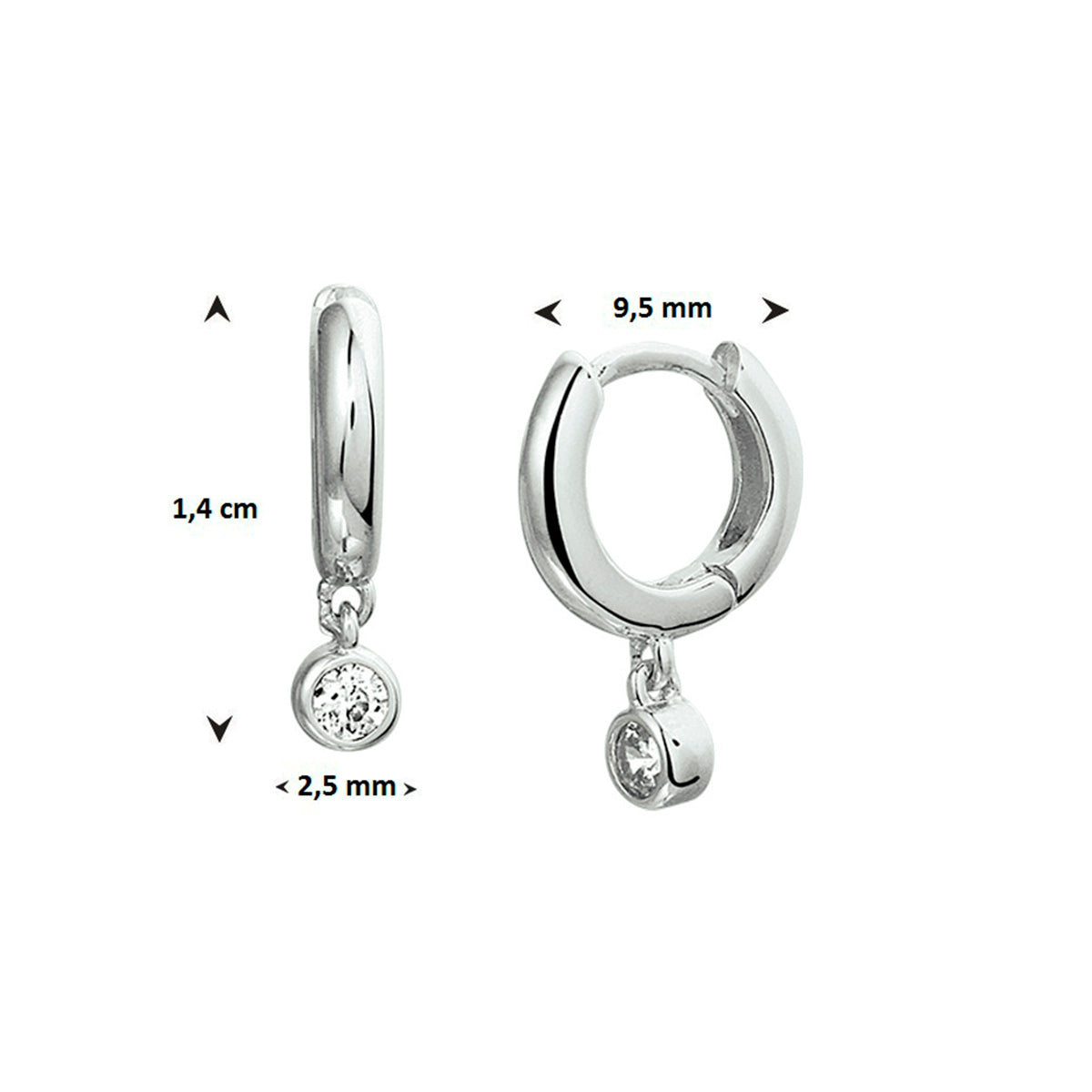 vDam Klapoorringen Zirkonia Zilver Gerhodineerd 1326734