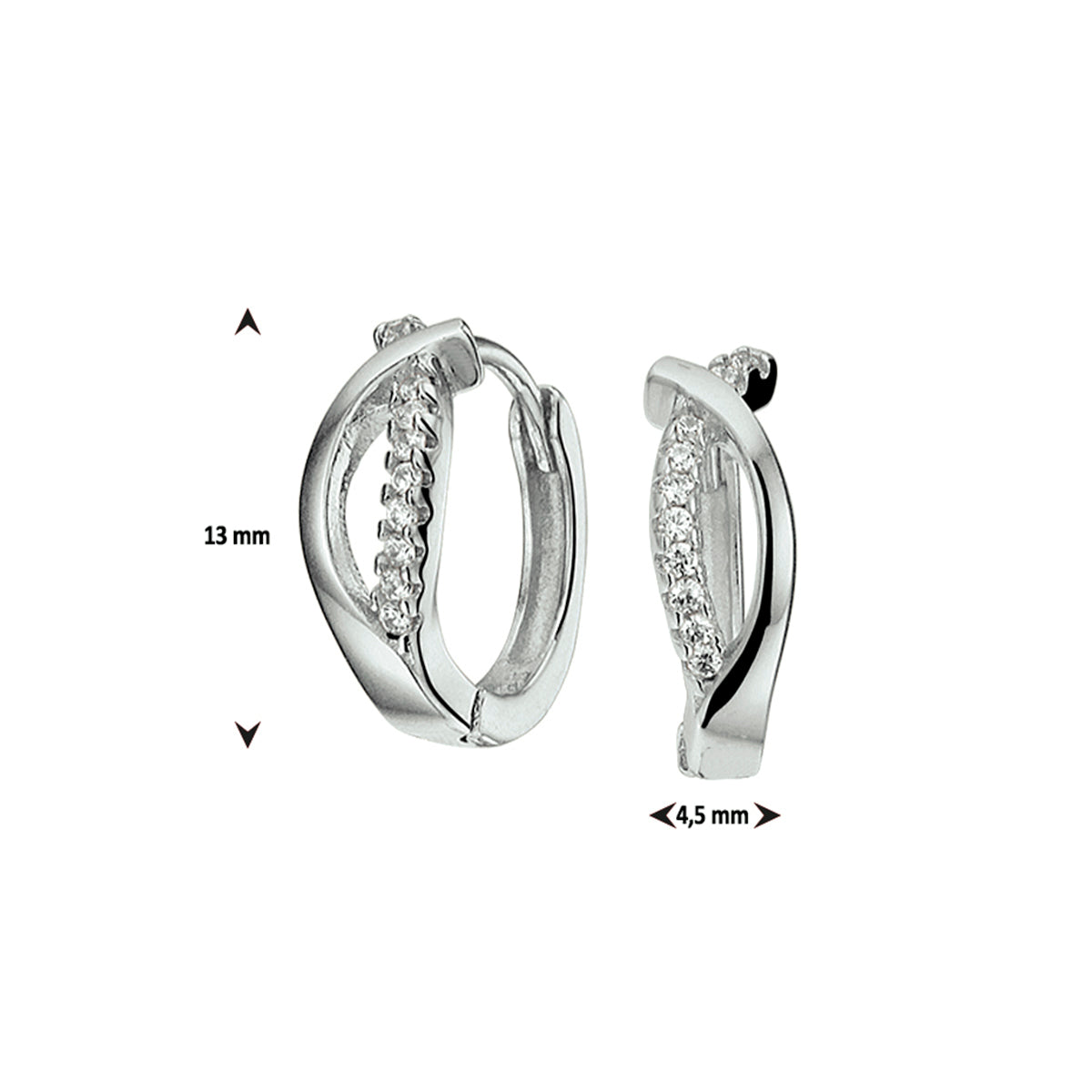 vDam Klapoorringen Zirkonia Zilver Gerhodineerd 1326991