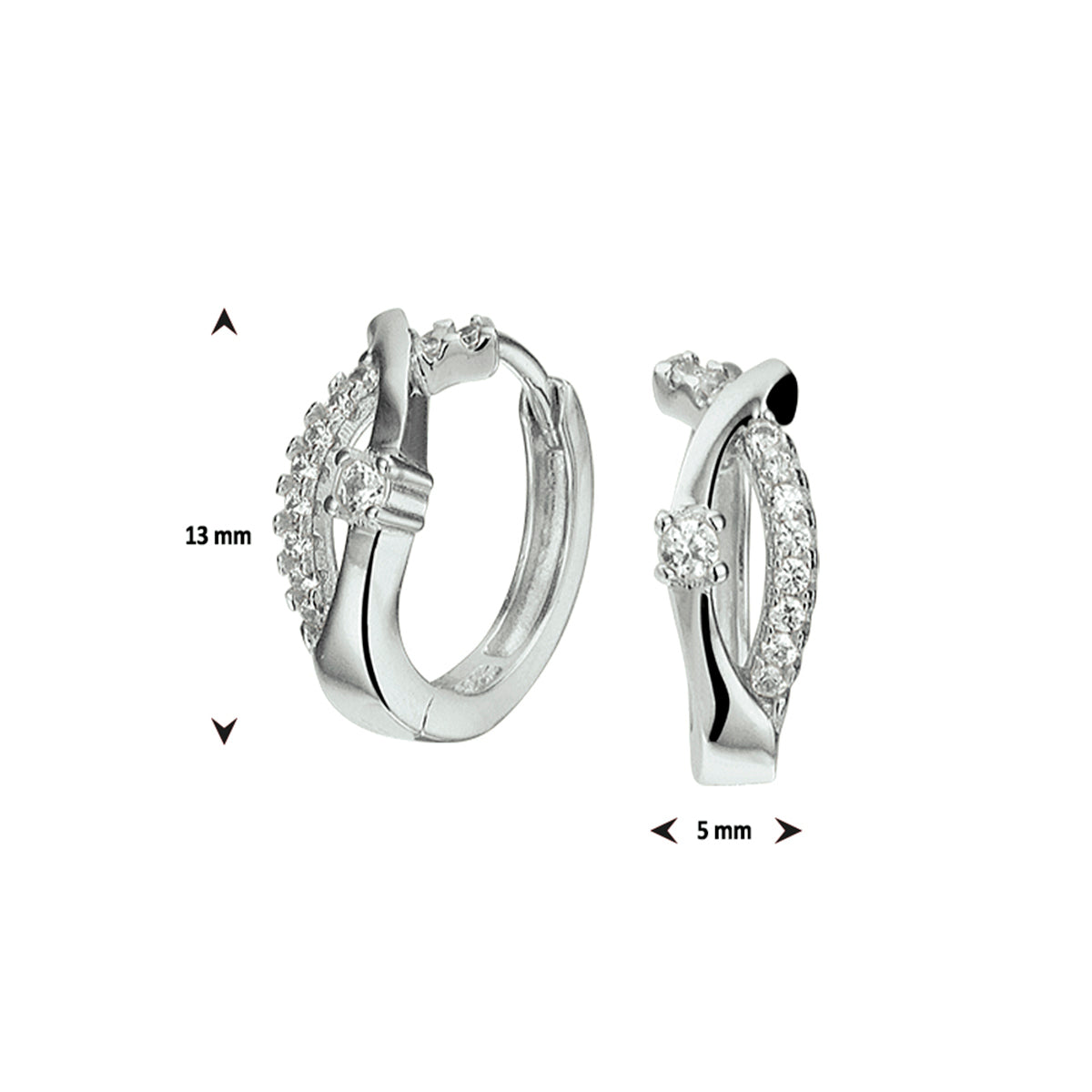 vDam Klapoorringen Zirkonia Zilver Gerhodineerd 1326992