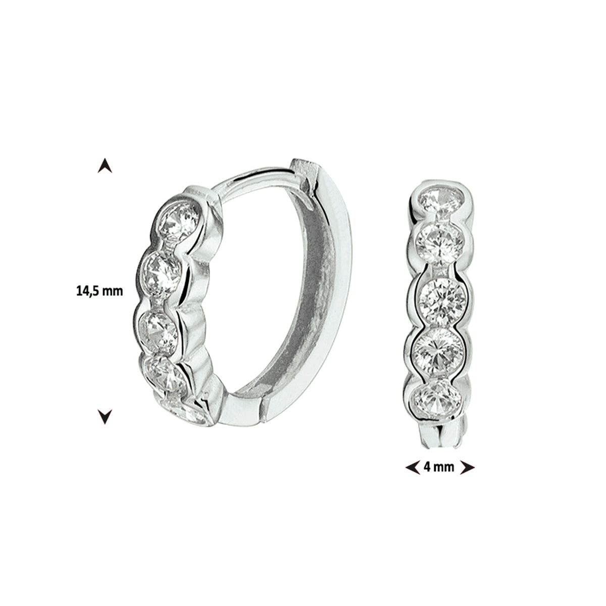 vDam Klapoorringen Zirkonia Zilver Gerhodineerd 1326993