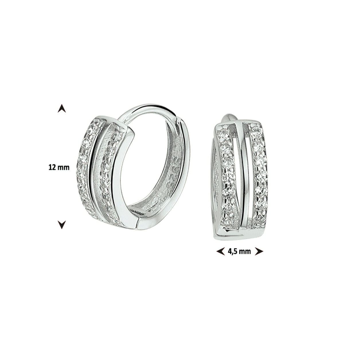 vDam Klapoorringen Zirkonia Zilver Gerhodineerd 1326994
