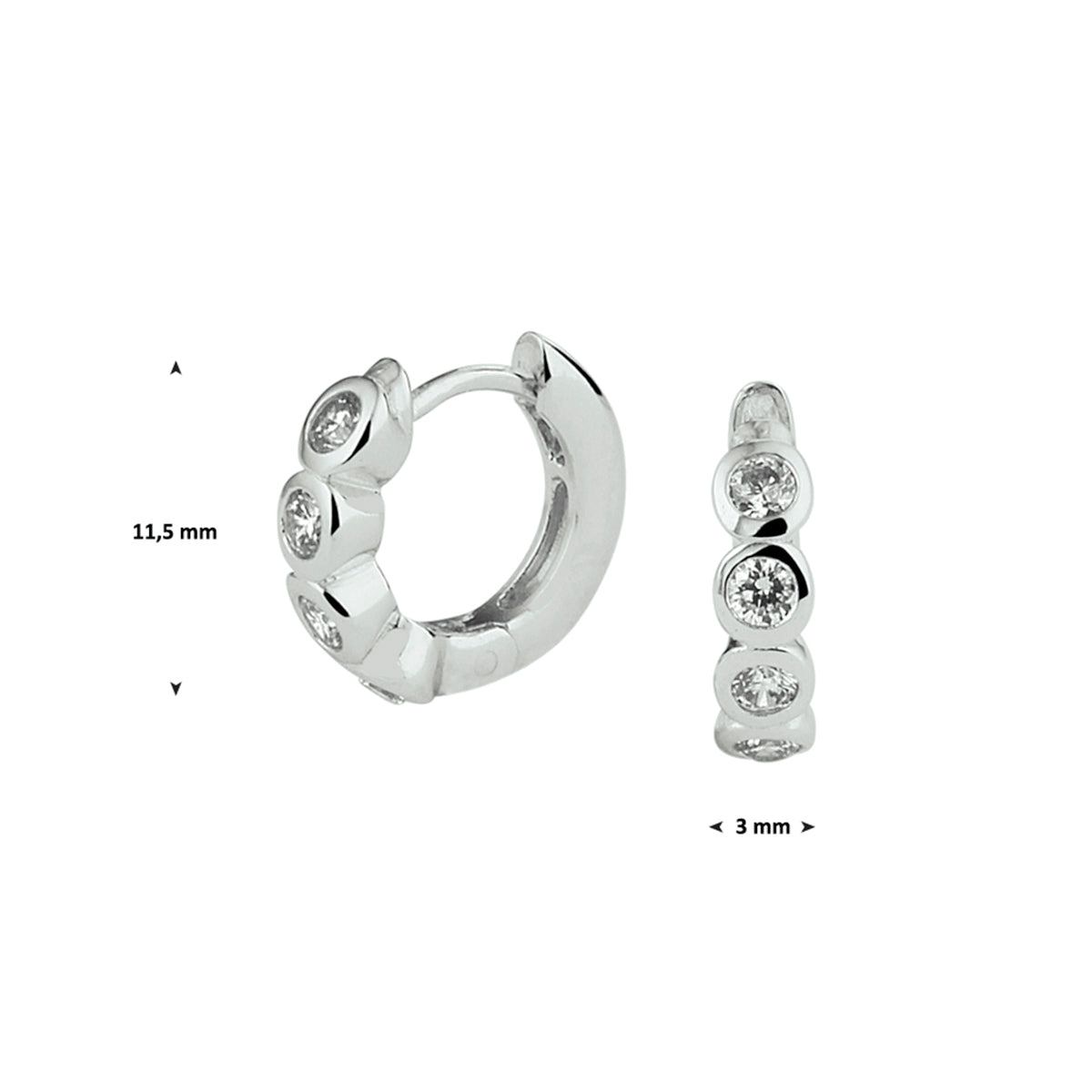 vDam Klapoorringen Zirkonia Zilver Gerhodineerd 1329345