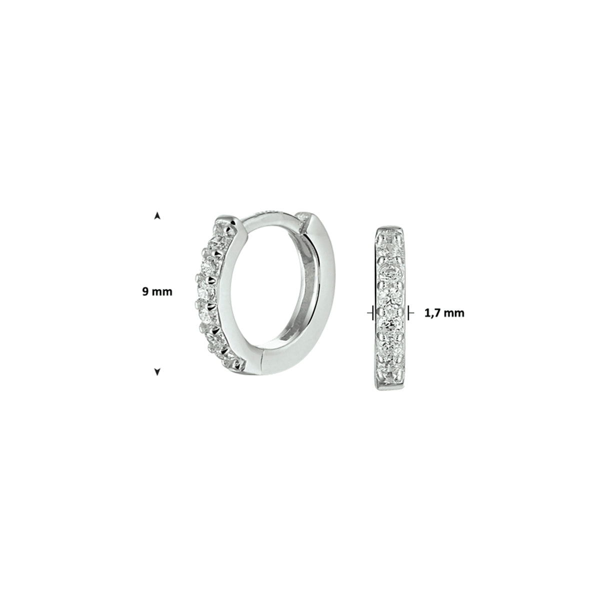 vDam Klapoorringen Zirkonia Zilver Gerhodineerd 1331368