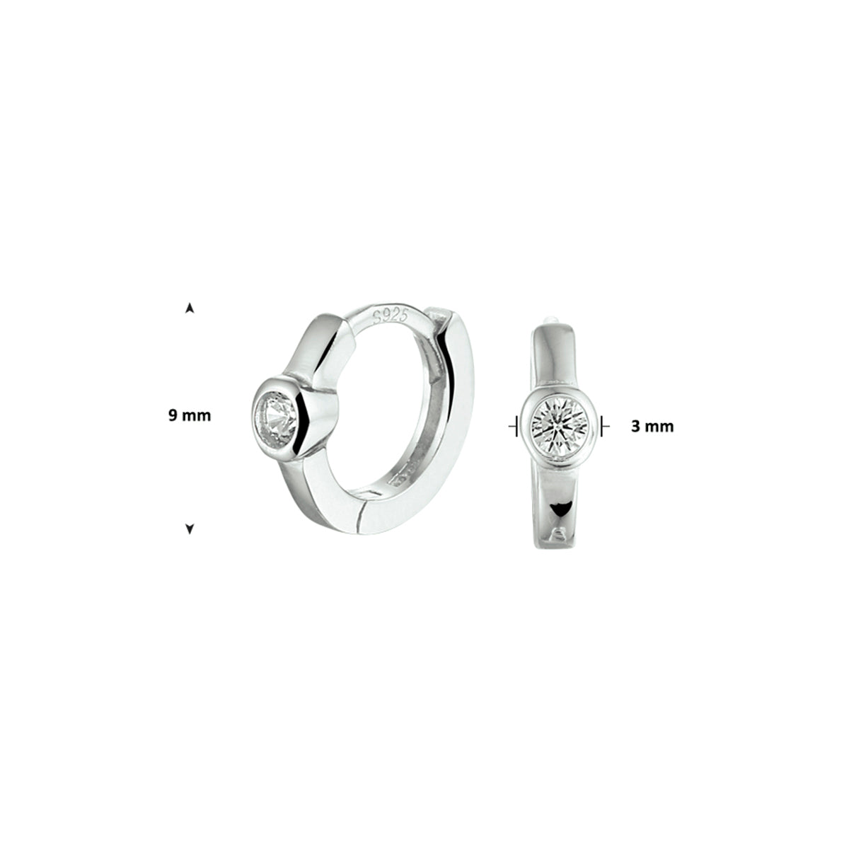 vDam Klapoorringen Zirkonia Zilver Gerhodineerd 1331370