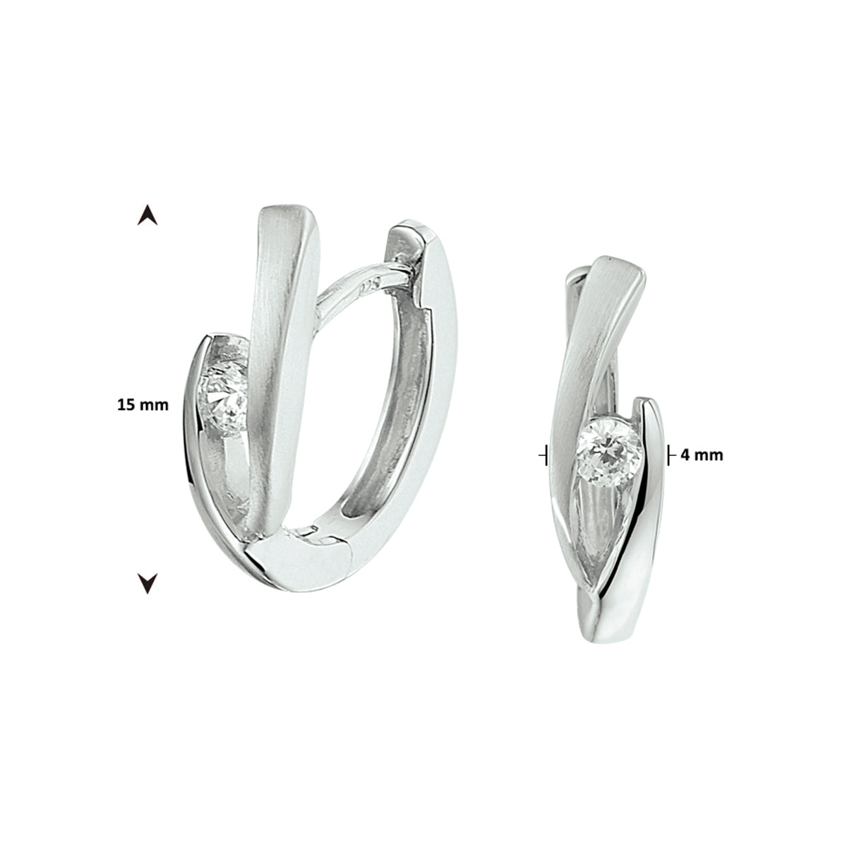 vDam Klapoorringen Zirkonia Zilver Gerhodineerd 1332214