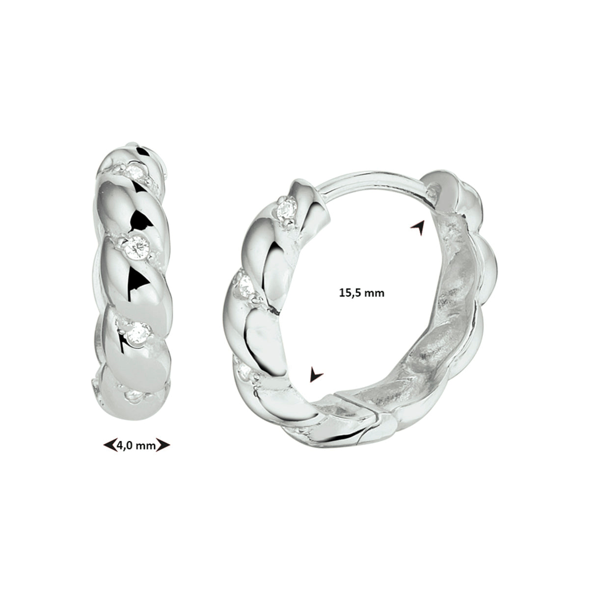 vDam Klapoorringen Zirkonia Zilver Gerhodineerd 1332826