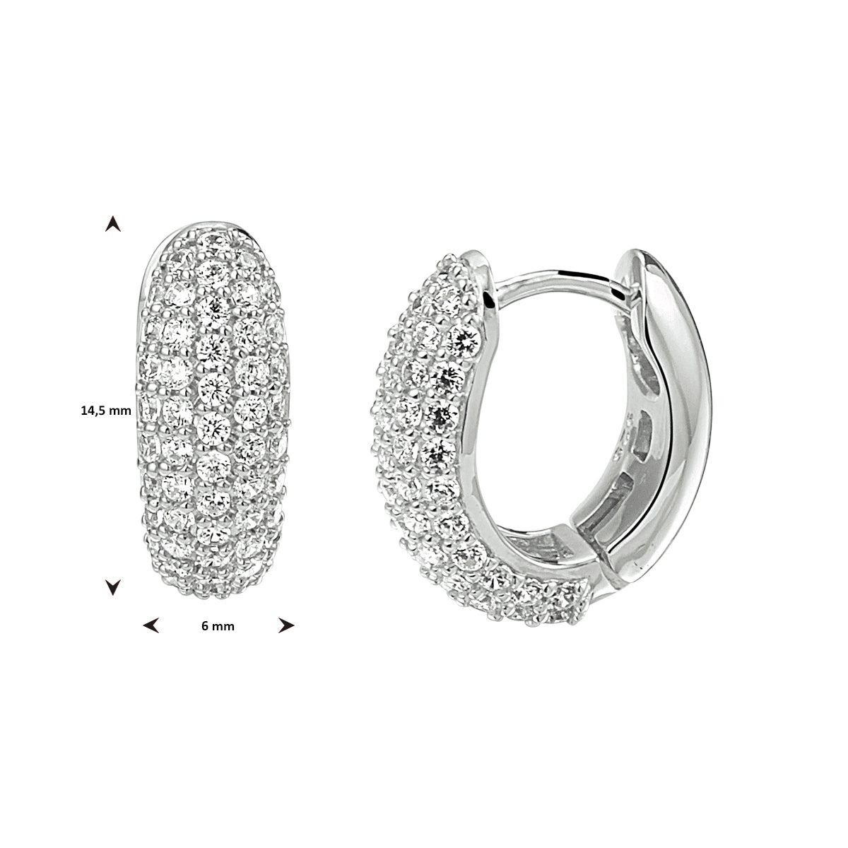 vDam Klapoorringen Zirkonia Zilver Gerhodineerd 1333513