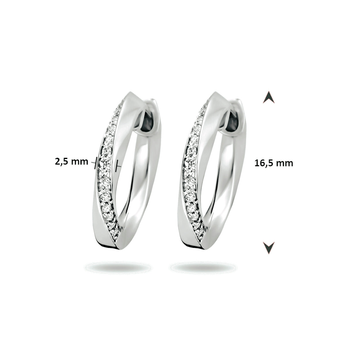 vDam Klapoorringen Zirkonia Zilver Gerhodineerd 1333626