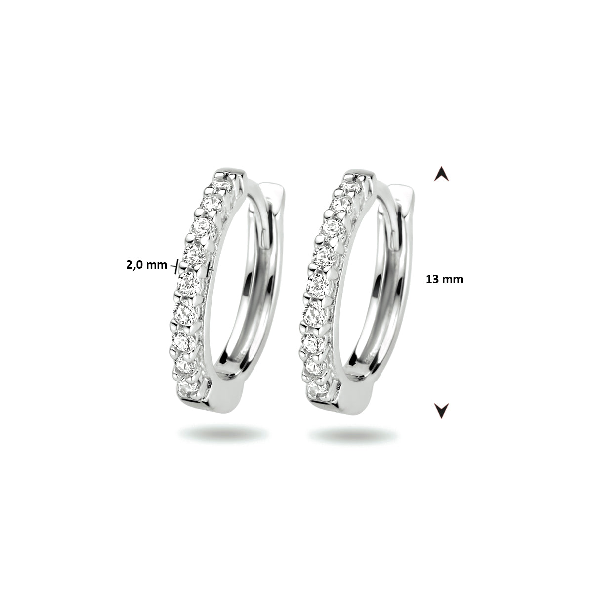 vDam Klapoorringen Zirkonia Zilver Gerhodineerd 1333863