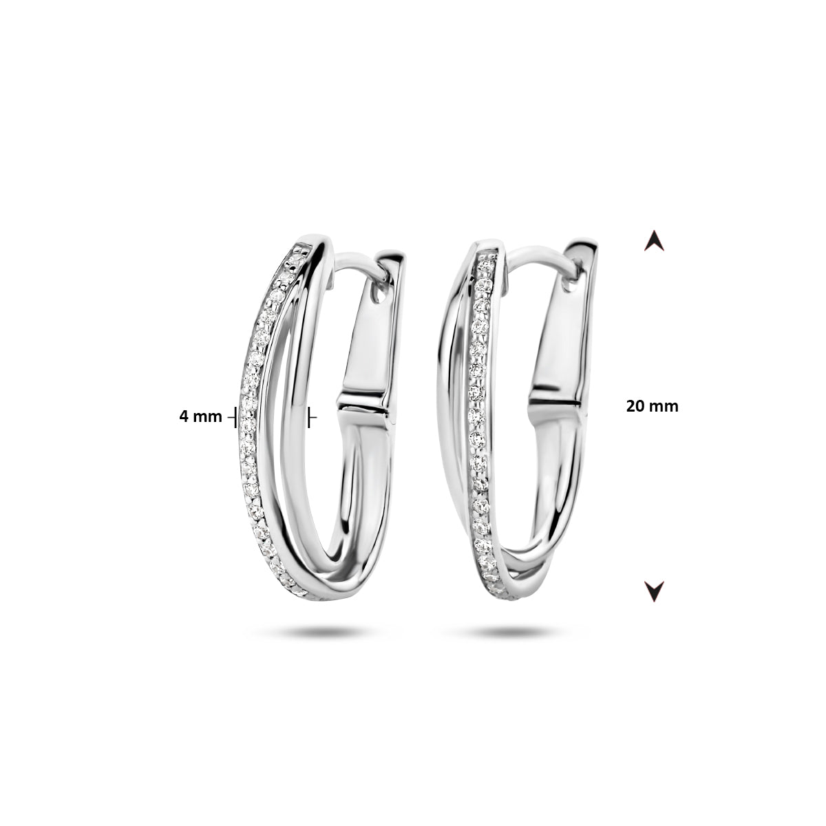 vDam Klapoorringen Zirkonia Zilver Gerhodineerd 1334801