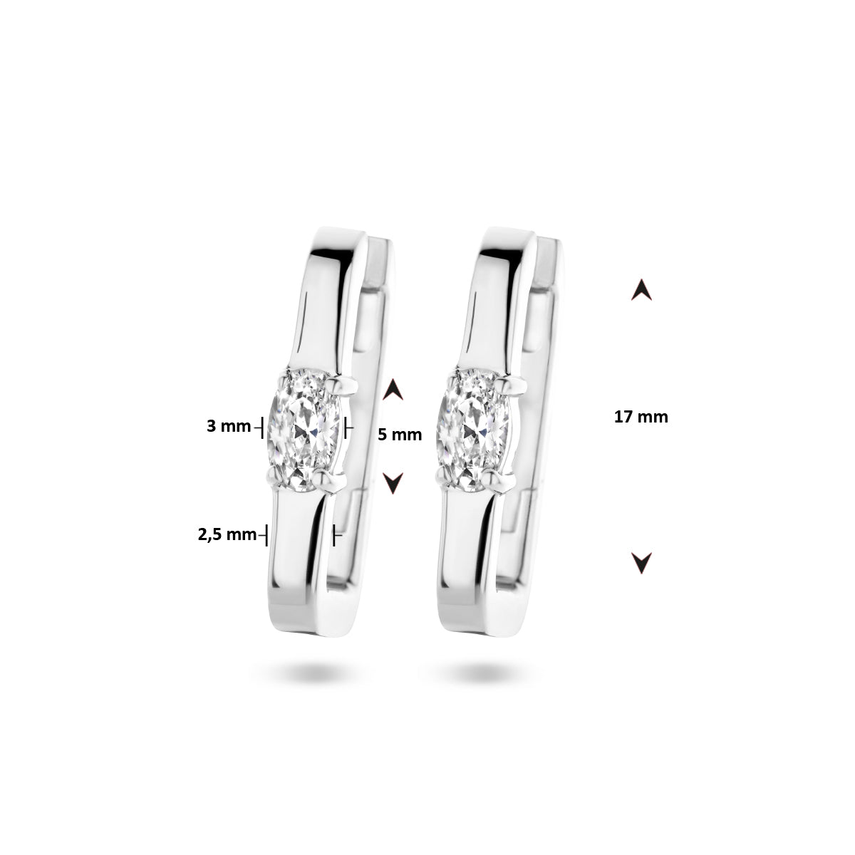 vDam Klapoorringen Zirkonia Zilver Gerhodineerd 1335701