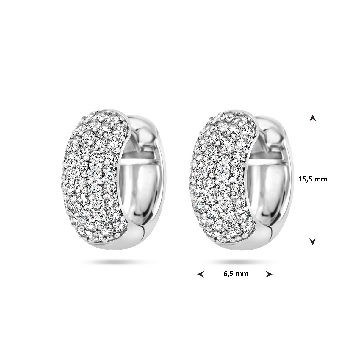 vDam Klapoorringen Zirkonia Zilver Gerhodineerd 1336949
