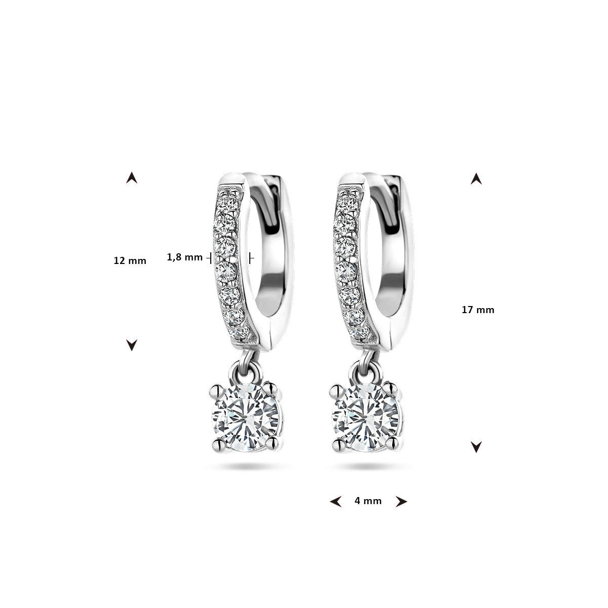 vDam Klapoorringen Zirkonia Zilver Gerhodineerd 1337682