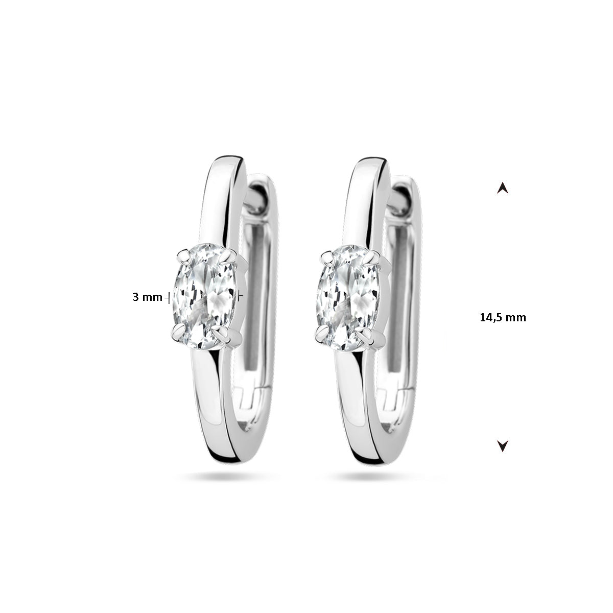 vDam Klapoorringen Zirkonia Zilver Gerhodineerd 1337695