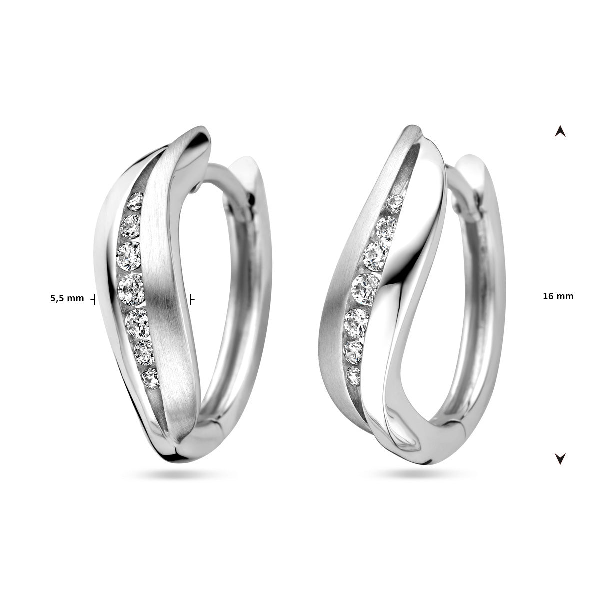 vDam Klapoorringen Zirkonia Zilver Gerhodineerd 1338037