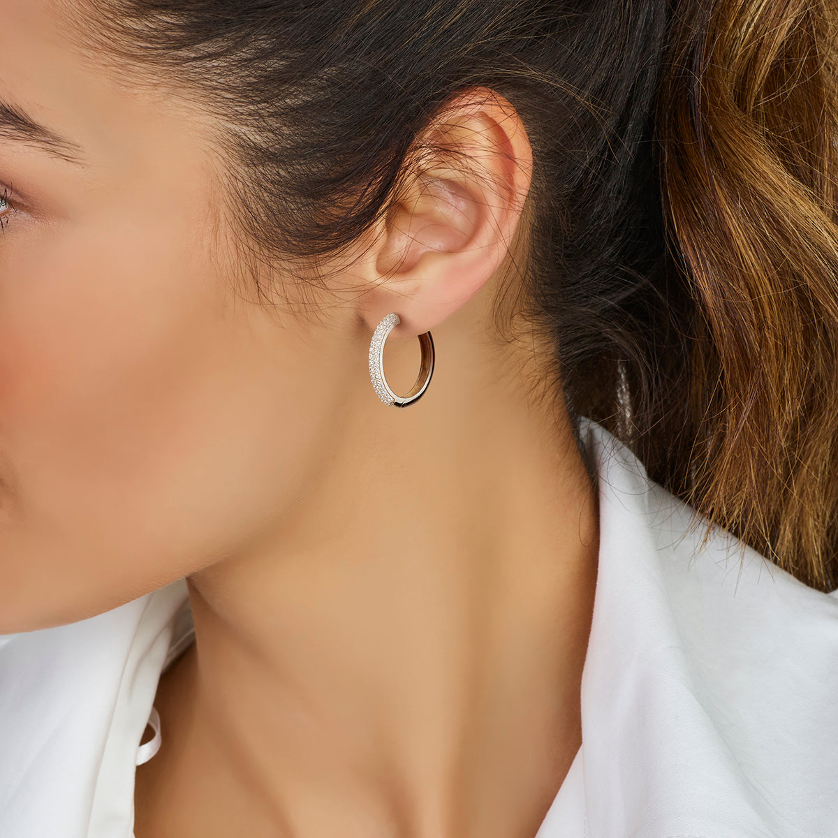 vDam Klapoorringen Zirkonia Zilver Gerhodineerd 1338324