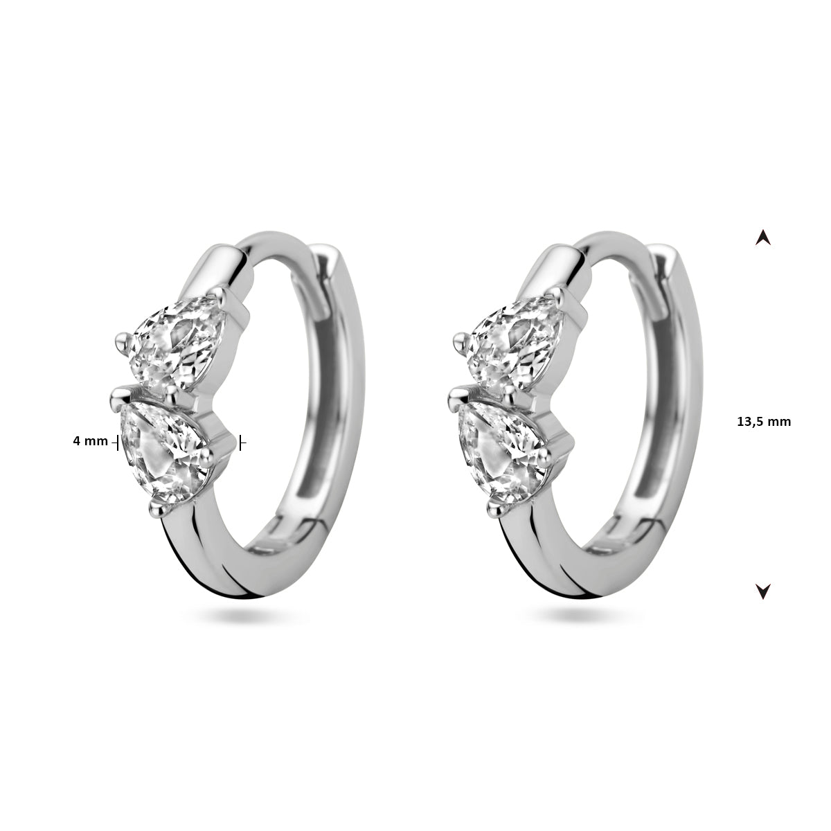 vDam Klapoorringen Zirkonia Zilver Gerhodineerd 1338448