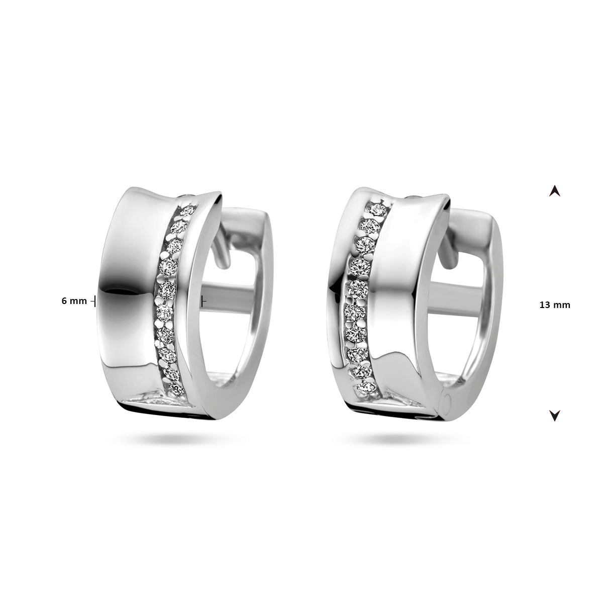 vDam Klapoorringen Zirkonia Zilver Gerhodineerd 1338503