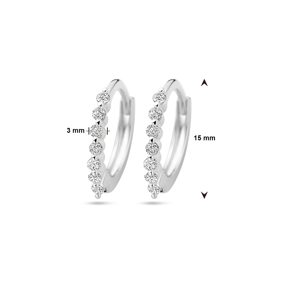 vDam Klapoorringen Zirkonia Zilver Gerhodineerd 1339042