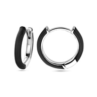 vDam Klapoorringen Zwart Emaille Zilver Gerhodineerd 1338683