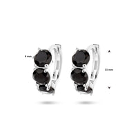 vDam Klapoorringen Zwart Zirkonia Zilver Gerhodineerd 1336596
