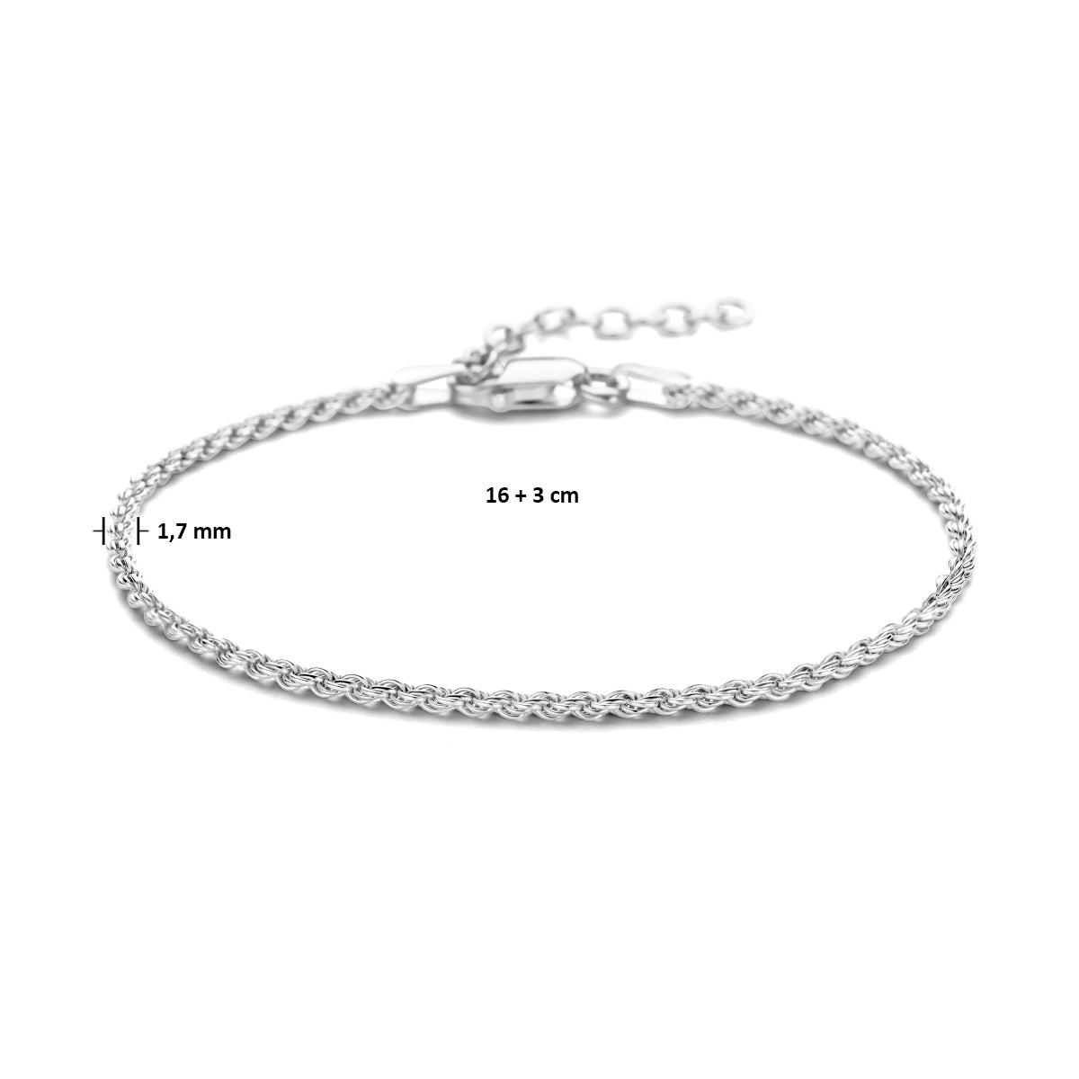 vDam Koord 1,7 Mm Zilver Gerhodineerd 1334966  16cm