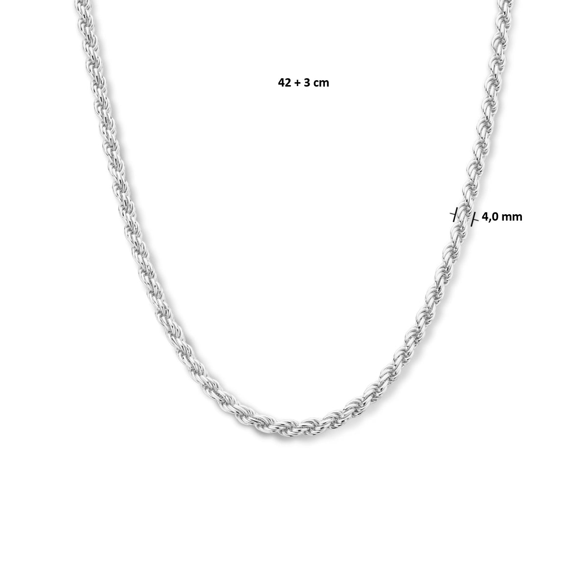 vDam Koord 4,0 Mm Zilver Gerhodineerd 1334734  42cm