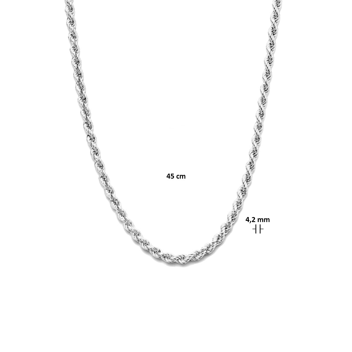 vDam Koord 4,2 Mm Zilver Gerhodineerd 1334420  45cm