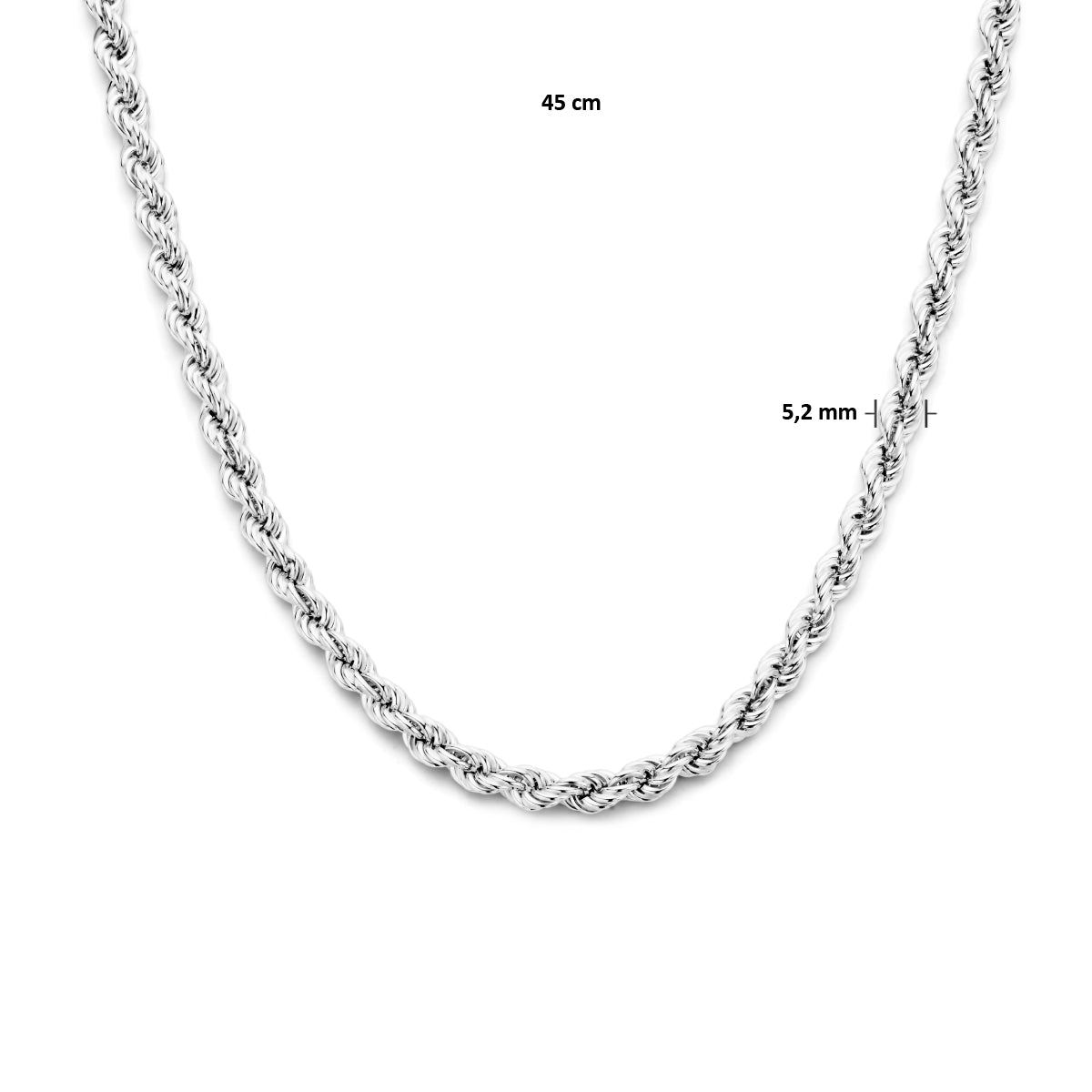 vDam Koord 5,2 Mm Zilver Gerhodineerd 1334716  45cm