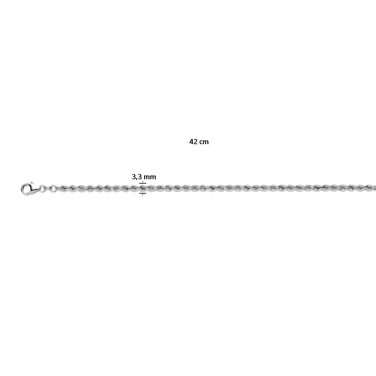 vDam Koord Massief 3,3 Mm Zilver Gerhodineerd 1337087  50cm