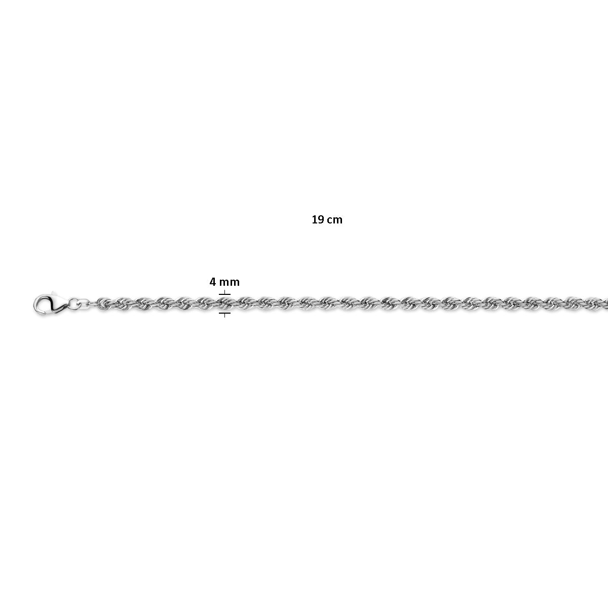 vDam Koord Massief 4,0 Mm Zilver Gerhodineerd 1337093  19cm