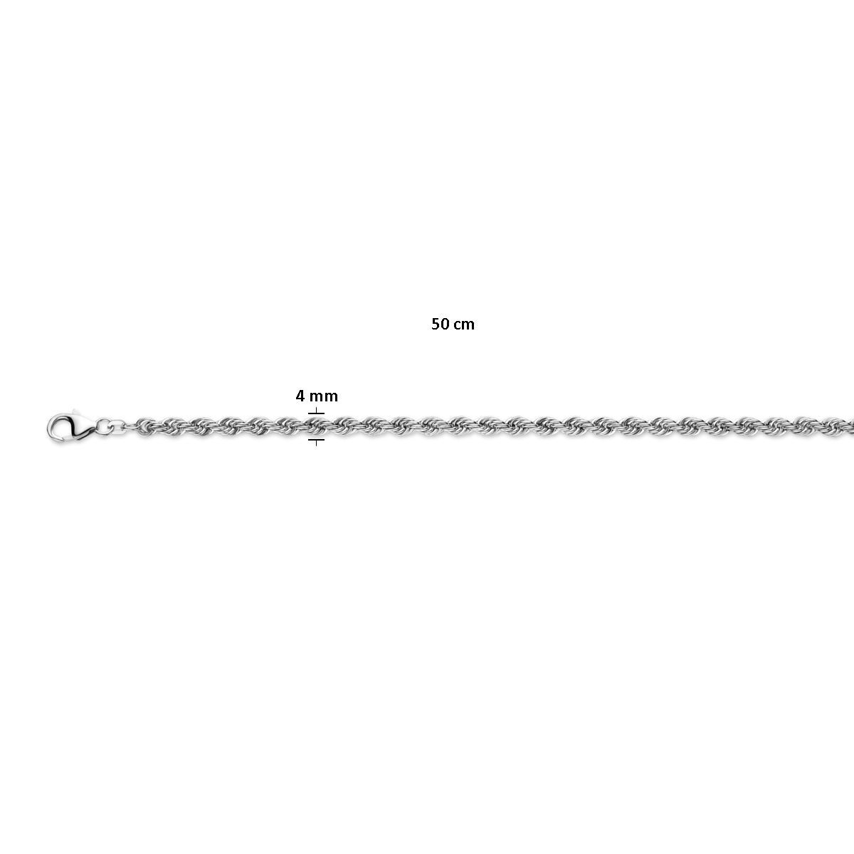 vDam Koord Massief 4,0 Mm Zilver Gerhodineerd 1337108  50cm