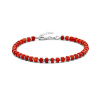 vDam Kralenarmband Carneool 4,0 Mm 20 + 3 Cm Zilver Gerhodineerd 1336301