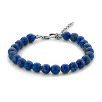 vDam Kralenarmband Lapis 6,3 Mm 16 + 3 Cm Zilver Gerhodineerd 1333634