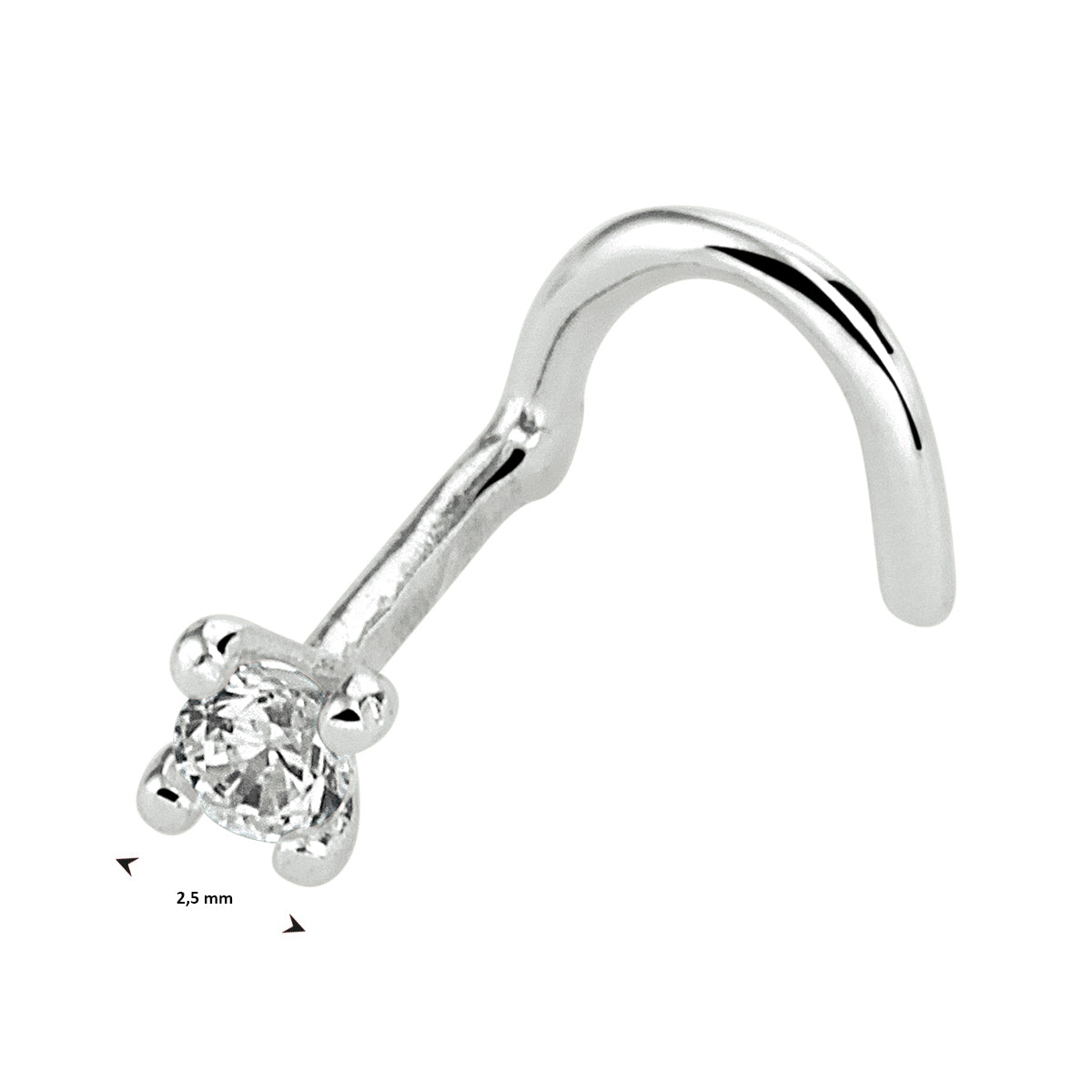 vDam Krul Neusknopje Zirkonia Zilver Gerhodineerd 1333463