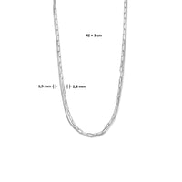 vDam Multi-collier Paperclip Spitse Buis En Gourmette 4-zijdes Geslepen 2,8 Mm 42cm + 3 Cm Zilver Gerhodineerd 1335578  42cm