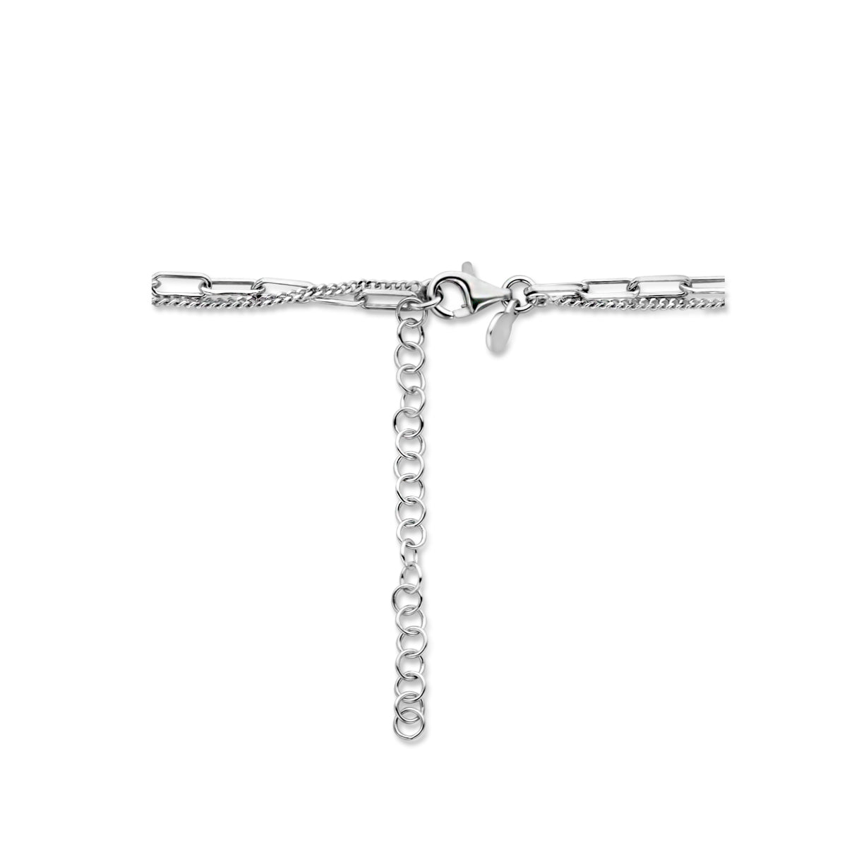 vDam Multi-collier Paperclip Spitse Buis En Gourmette 4-zijdes Geslepen 2,8 Mm 42cm + 3 Cm Zilver Gerhodineerd 1335578  42cm