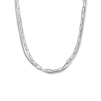 vDam Multi-collier Paperclip Spitse Buis En Gourmette 4-zijdes Geslepen 2,8 Mm 42 + 3 Cm Zilver Gerhodineerd 1335578