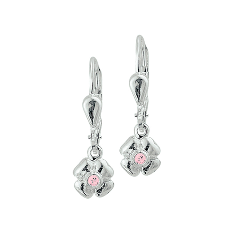 vDam Oorhangers Bloem Roze Zirkonia Brisur Haak Zilver Wit 1015442