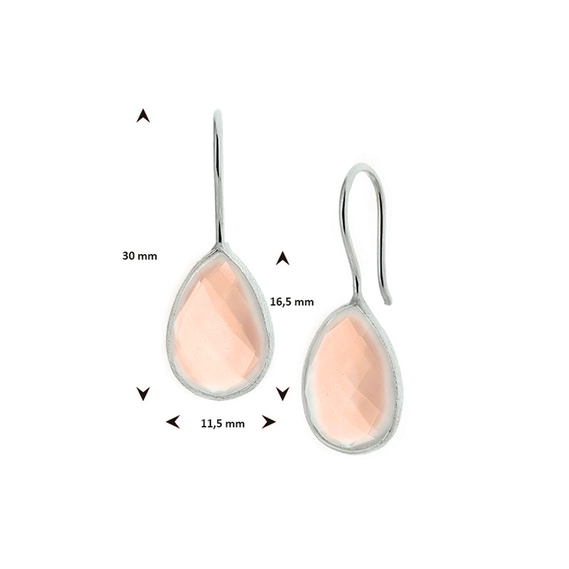 vDam Oorhangers Chalcedoon Franse Haak Zilver Wit 1019929